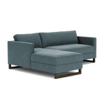 Forest Dust Blue Fabric / Dark Walnut