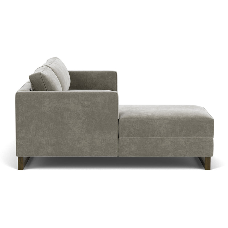 Planet Grey Green Fabric / Dark Walnut