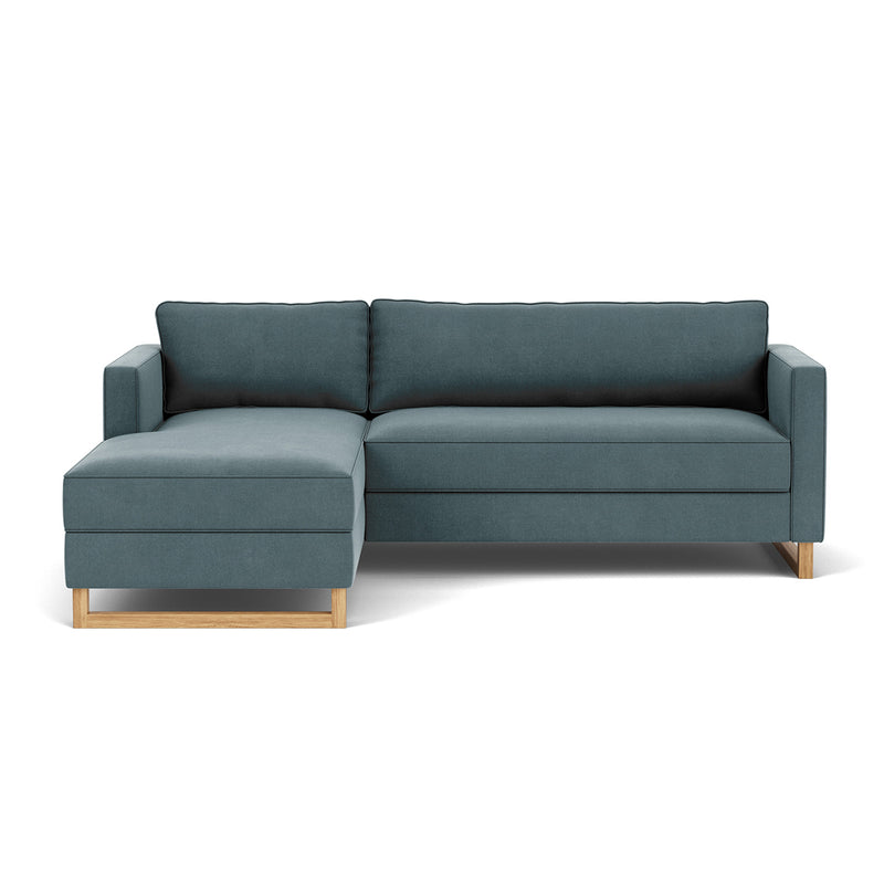 Forest Dust Blue Fabric / Oak
