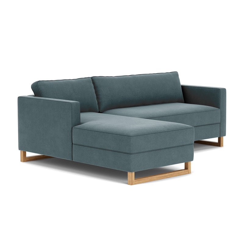 Forest Dust Blue Fabric / Oak