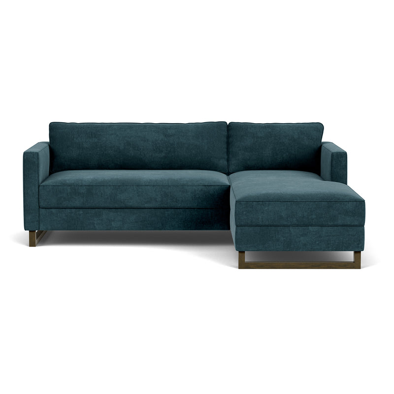 Danny Dust Blue Textured Weave / Dark Walnut