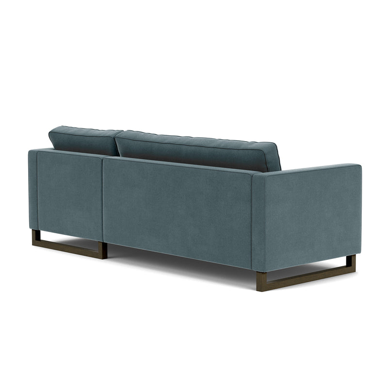 Forest Dust Blue Fabric / Dark Walnut