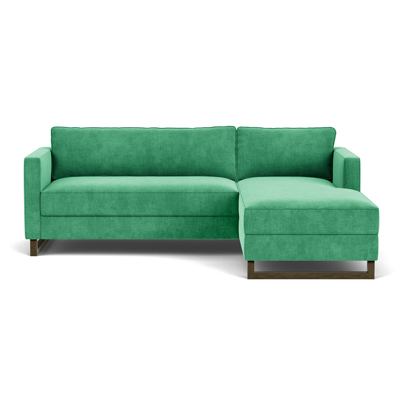 Moss Grass Green Fabric / Dark Walnut