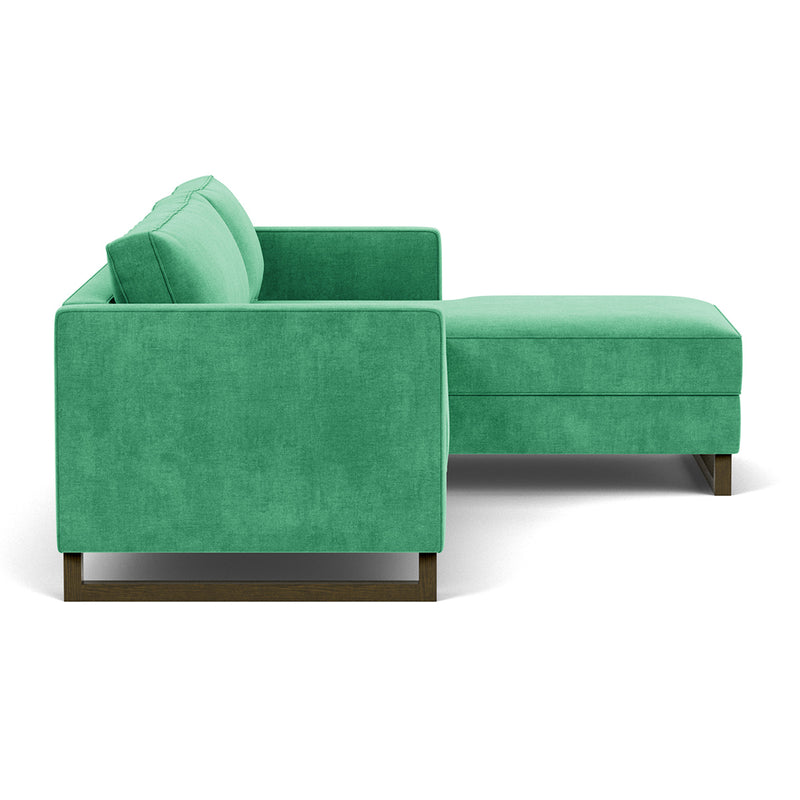 Moss Grass Green Fabric / Dark Walnut