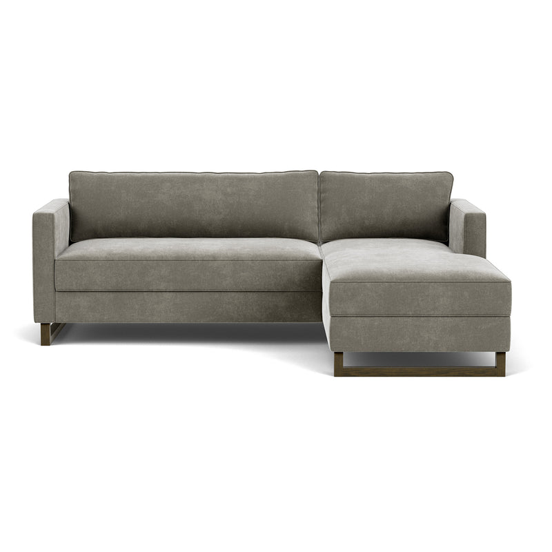 Planet Grey Green Fabric / Dark Walnut
