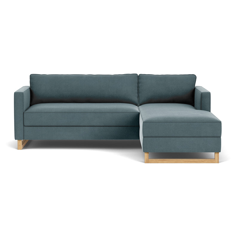 Forest Dust Blue Fabric / Oak
