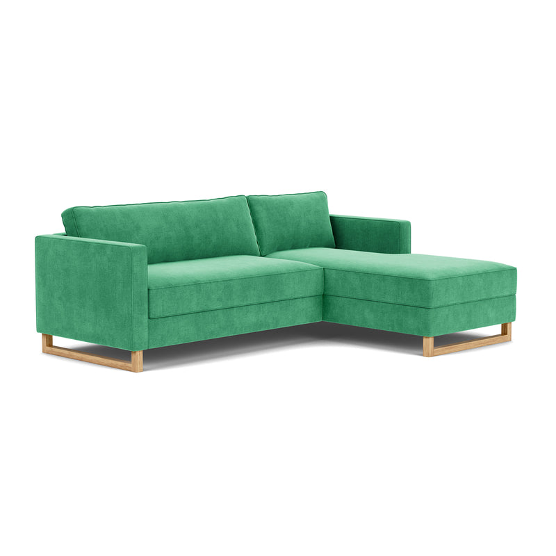 Moss Grass Green Fabric / Oak