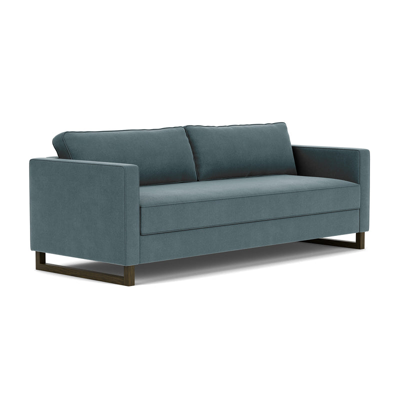 Forest Dust Blue Fabric / Dark Walnut