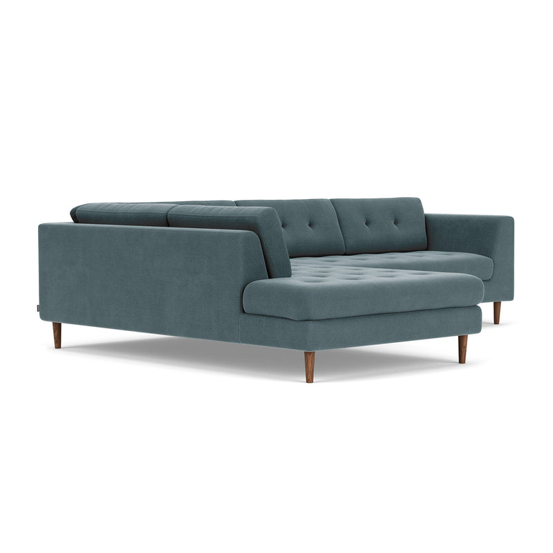 Forest Dust Blue Fabric / Walnut Natural