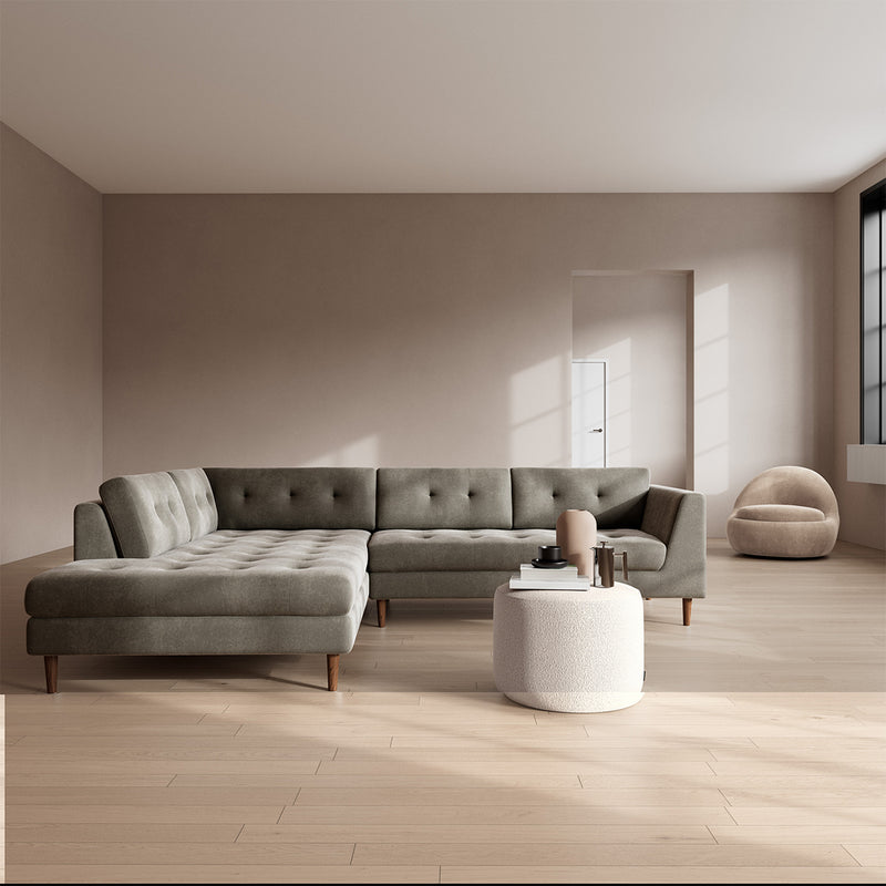 Planet Grey Green Fabric / Walnut Natural