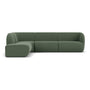 Paula 4 Seater Left Chaise Modular Sofa - Cura Dark Green Weave