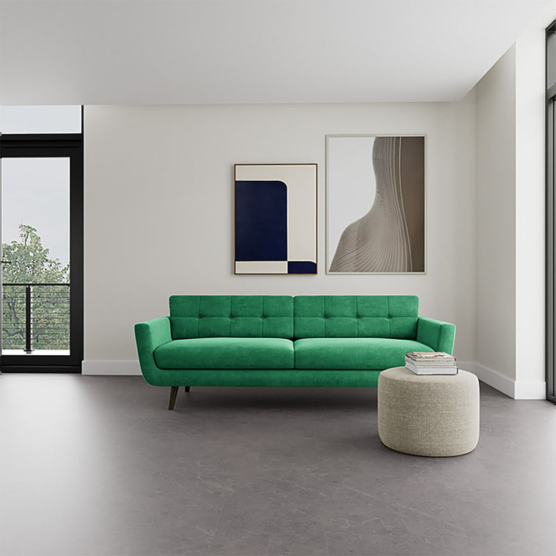 Moss Grass Green Fabric / Dark Walnut