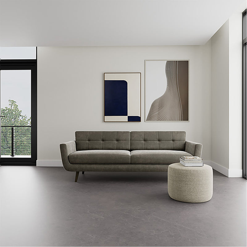 Planet Grey Green Fabric / Dark Walnut