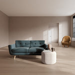 Forest Dust Blue Fabric / Oak