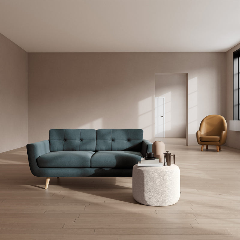 Forest Dust Blue Fabric / Oak