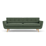 Vera 3 Seater Sofa - Cura Dark Green Weave / Oak