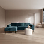 Danny Dust Blue Textured Weave / Dark Walnut