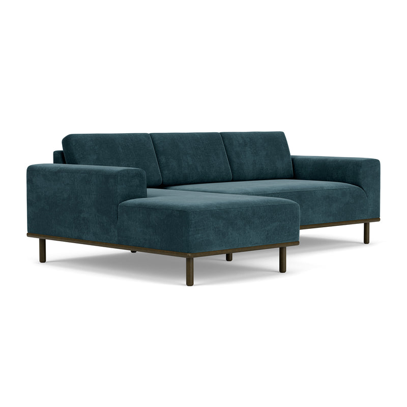 Danny Dust Blue Textured Weave / Dark Walnut