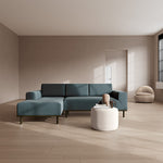 Forest Dust Blue Fabric / Dark Walnut