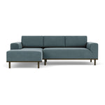 Forest Dust Blue Fabric / Dark Walnut