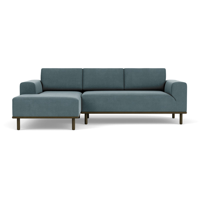 Forest Dust Blue Fabric / Dark Walnut