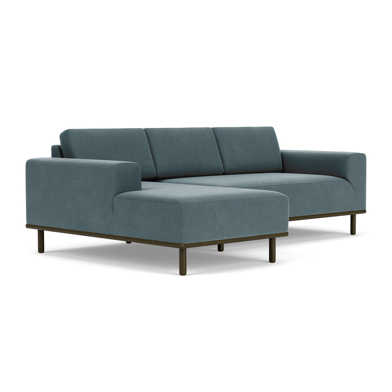 Forest Dust Blue Fabric / Dark Walnut