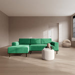 Moss Grass Green Fabric / Dark Walnut