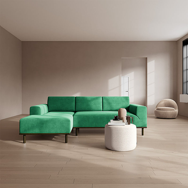 Moss Grass Green Fabric / Dark Walnut