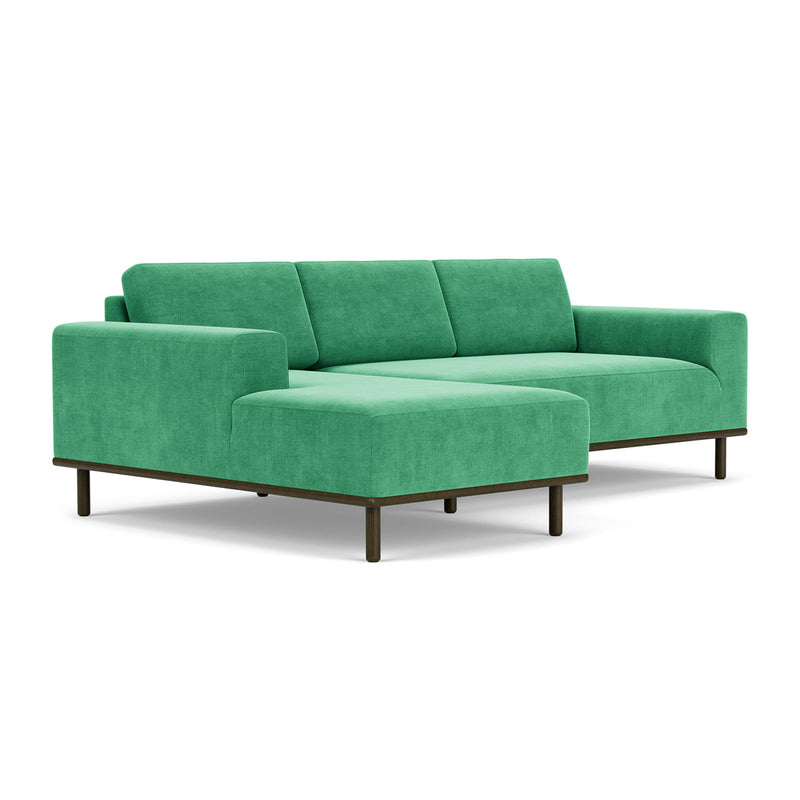 Moss Grass Green Fabric / Dark Walnut