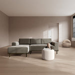 Planet Grey Green Fabric / Dark Walnut