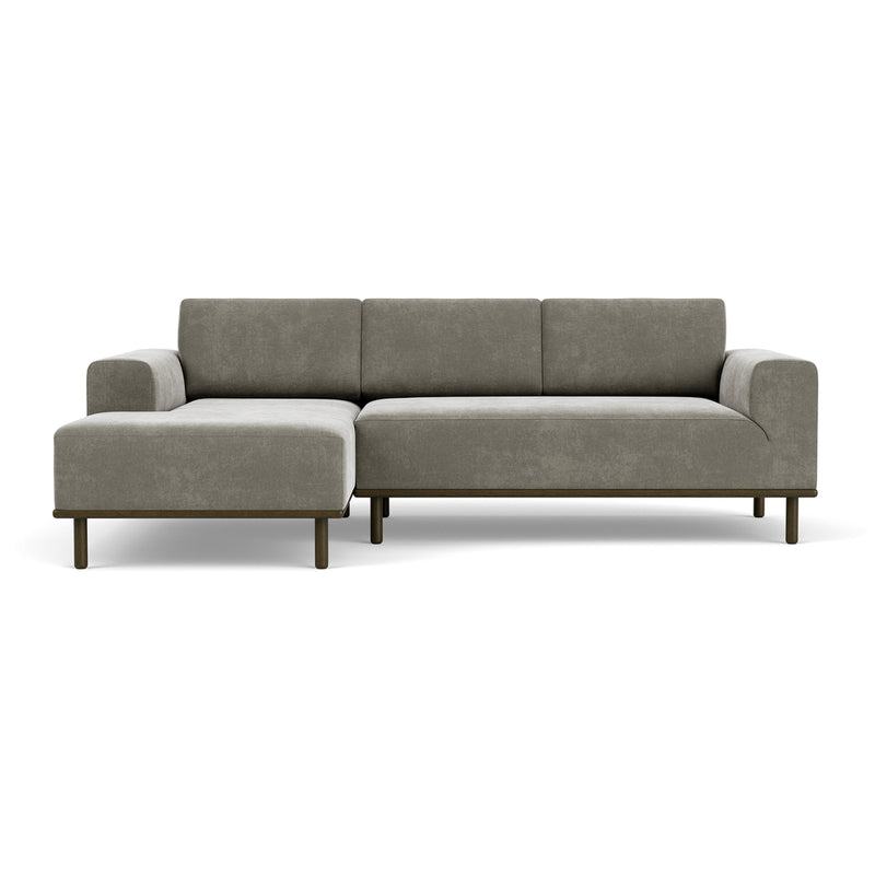 Planet Grey Green Fabric / Dark Walnut