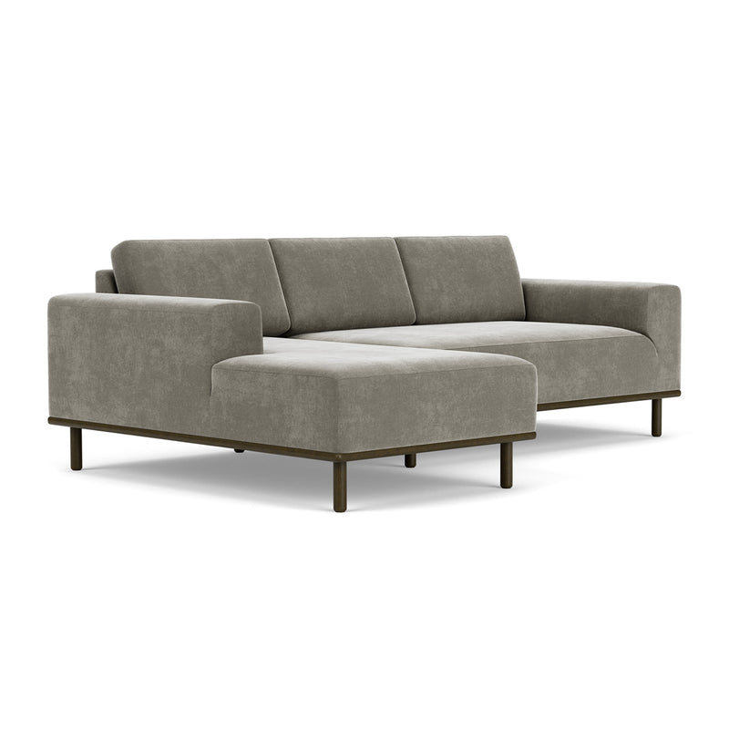 Planet Grey Green Fabric / Dark Walnut