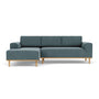 Vilmar Left Chaise Sofa - Forest Dust Blue Fabric / Oak