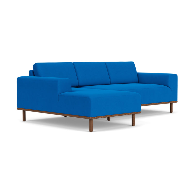 Vilmar Fabric Left Chaise Sofa (Walnut Natural, Cobalt Blue)