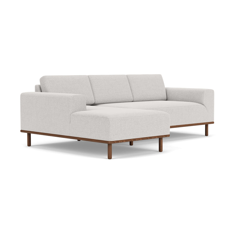 Vilmar Fabric Left Chaise Sofa (Walnut Natural, Cool Grey Weave)