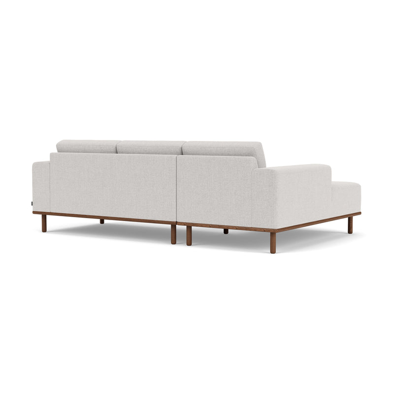 Vilmar Fabric Left Chaise Sofa (Walnut Natural, Cool Grey Weave)