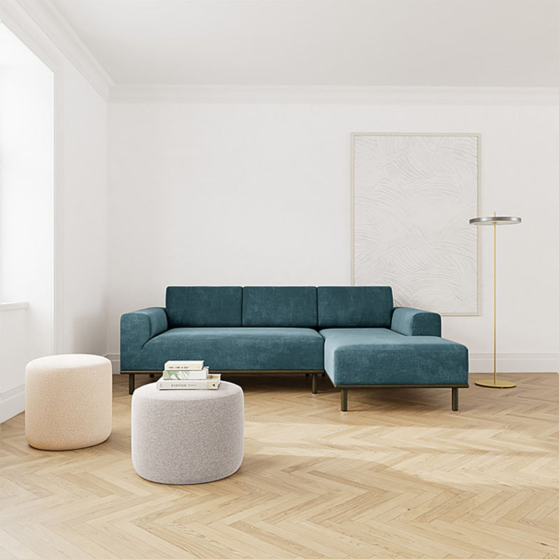 Danny Dust Blue Textured Weave / Dark Walnut