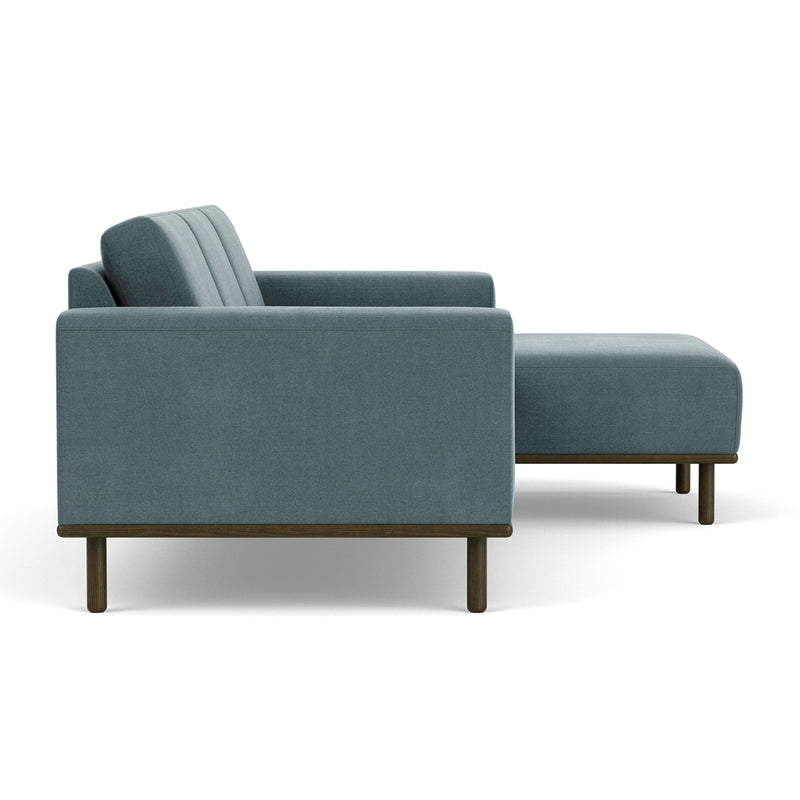 Forest Dust Blue Fabric / Dark Walnut