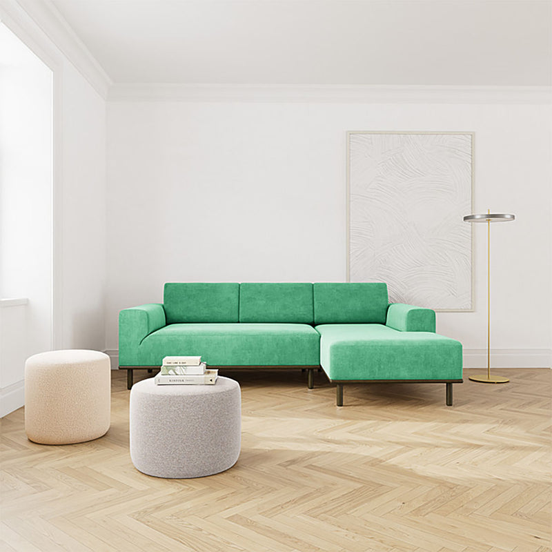 Moss Grass Green Fabric / Dark Walnut