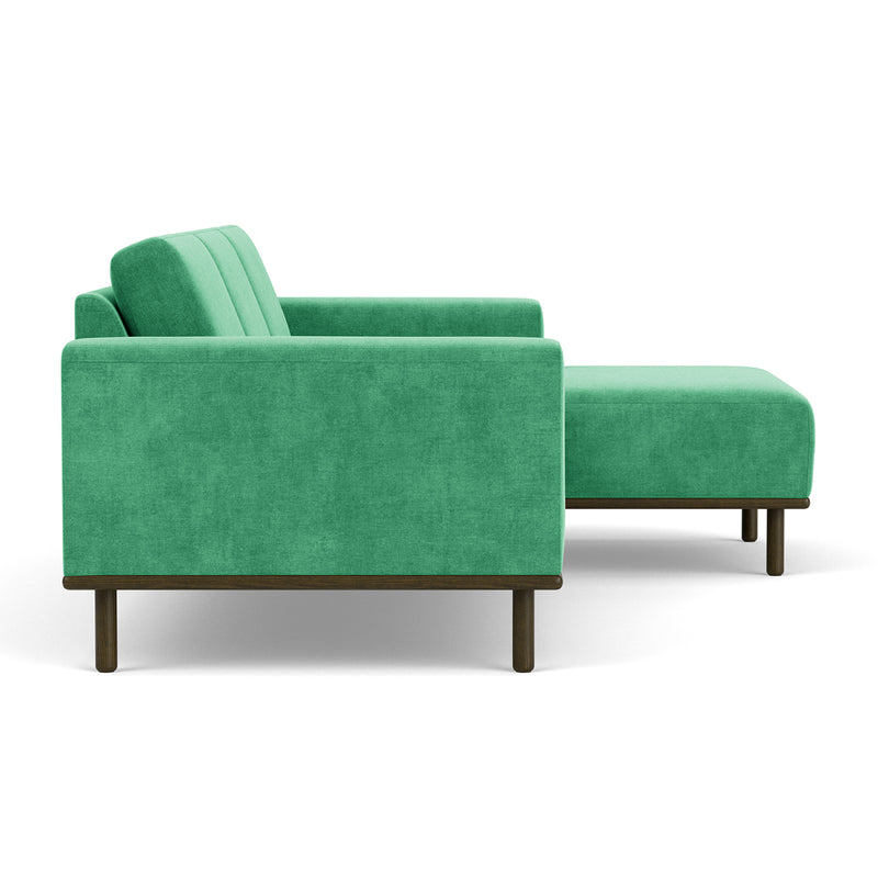 Moss Grass Green Fabric / Dark Walnut