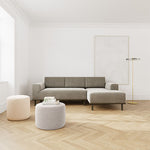 Planet Grey Green Fabric / Dark Walnut