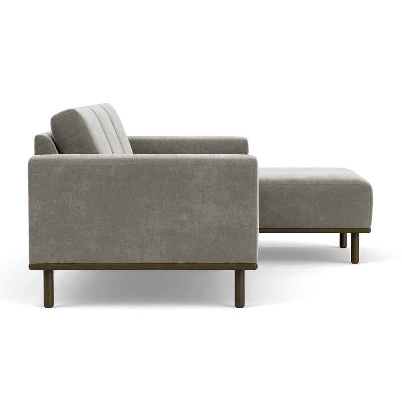 Planet Grey Green Fabric / Dark Walnut