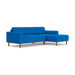 Vilmar Fabric Right Chaise Sofa (Walnut Natural, Cobalt Blue)