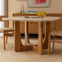 Pierro Travertine Dining Table (Oak, Travertine) - Pierro Travertine Dining Table (Oak, Travertine)