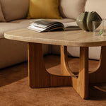 Pierro Travertine Coffee Table (Oak, Travertine)