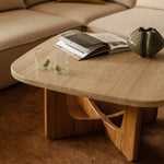 Pierro Travertine Coffee Table (Oak, Travertine)