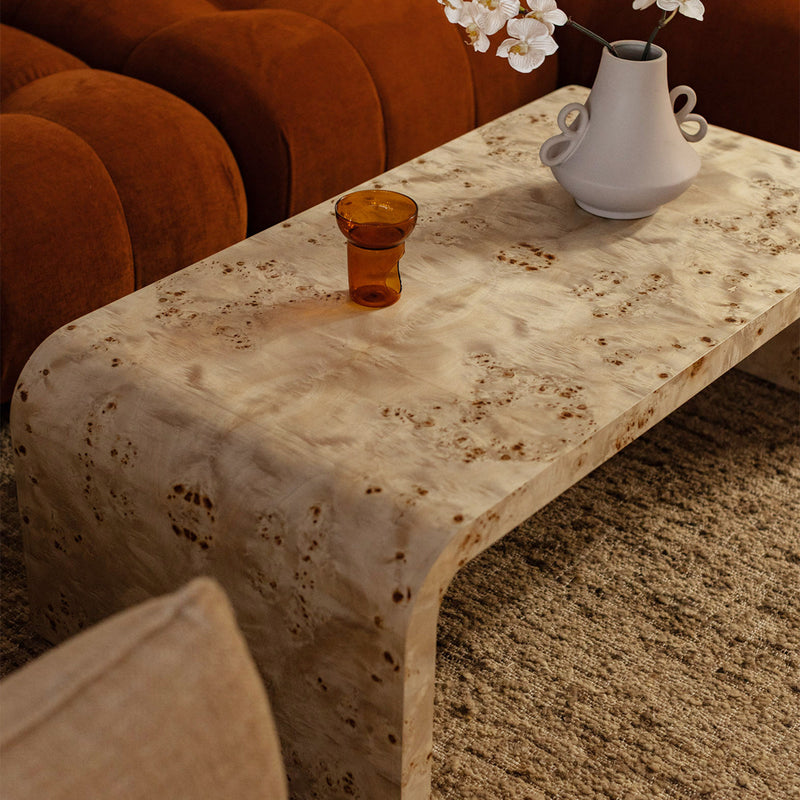 Valentina Burlwood Curve Coffee Table