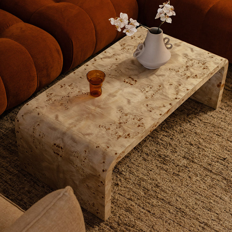 Valentina Burlwood Curve Coffee Table