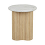 Artie Wave Ripple Side Table - Matt White Marble / Natural Ash
