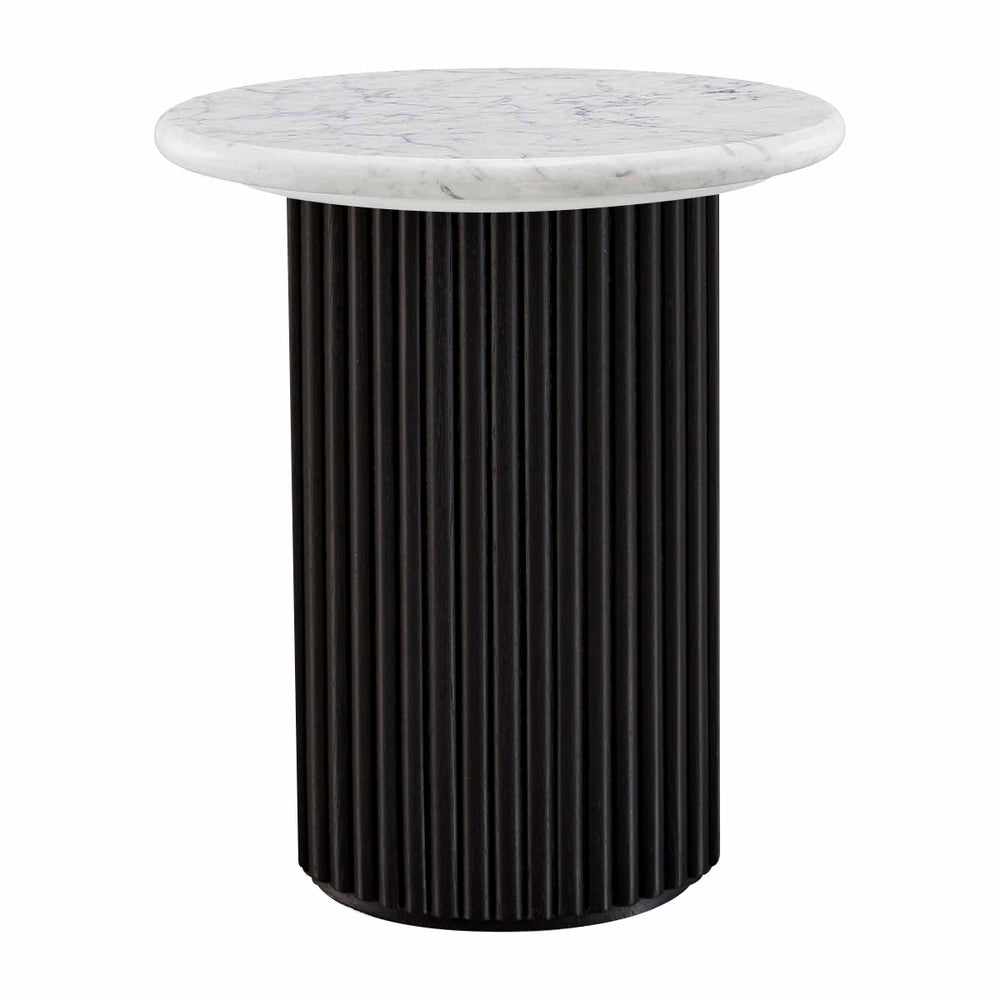 Cosmos Side Table (Black Oak, Carrara Marble)